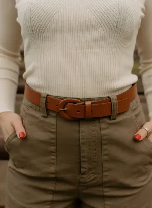 The Jaina Leather Belt by FRNCH - Camel