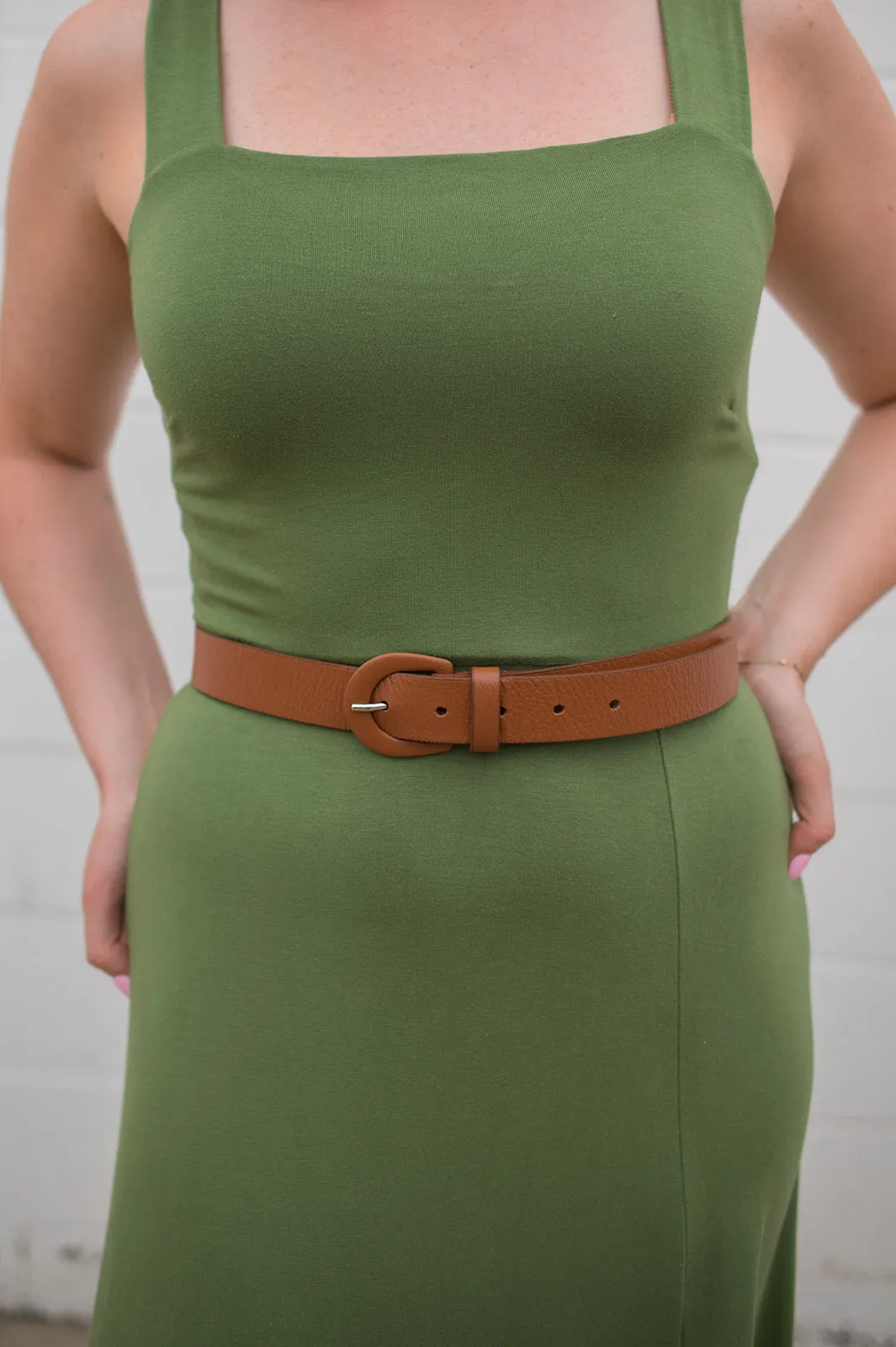 The Jaina Leather Belt by FRNCH - Camel