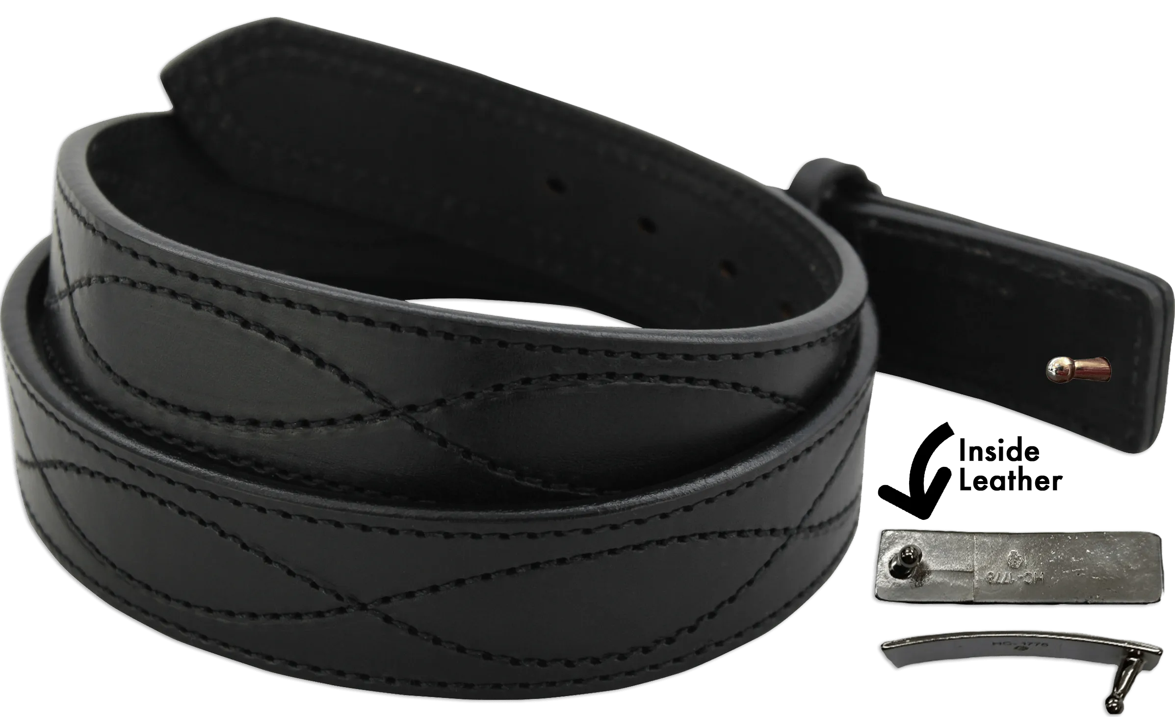 The Pit Boss: Black Figure 8 Black Stitched Buckle-less Ball Hook 1.50"