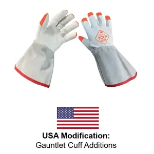 Tilsatec TTP230CRFR-GC5 Hi Vis Arc and Cut Resistant Leather Drivers Glove with 5 Inch Gauntlet Cuff, White, 1 Pair