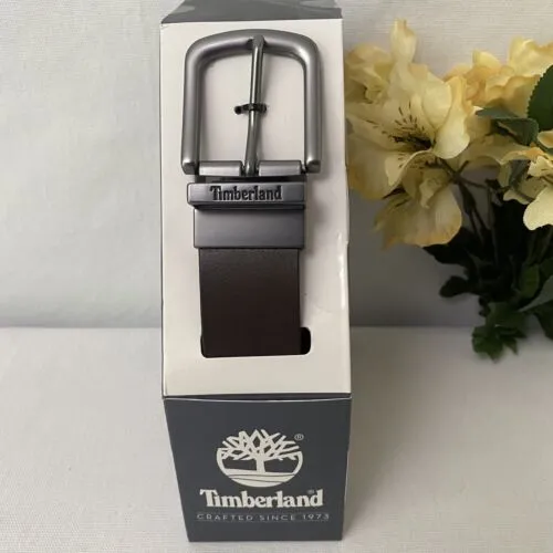 Timberland Men's Brown/Black Reversible Leather Belt, Choose size & color