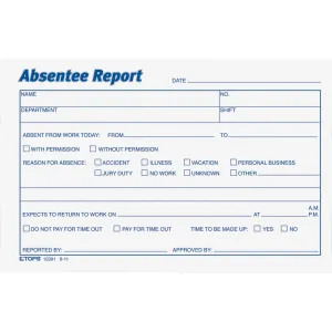 TOPS Absentee Report Form