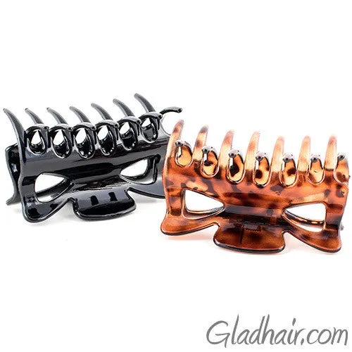 Tortoise and Black Plastic Hair Clamps - Pair