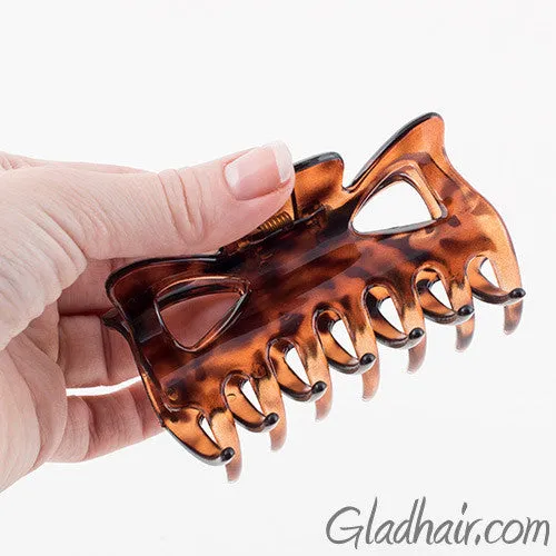 Tortoise and Black Plastic Hair Clamps - Pair
