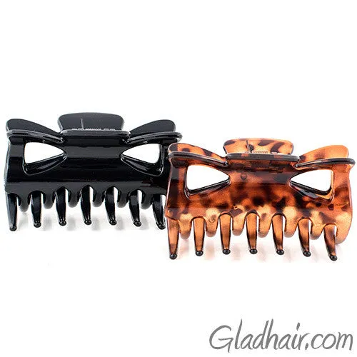Tortoise and Black Plastic Hair Clamps - Pair