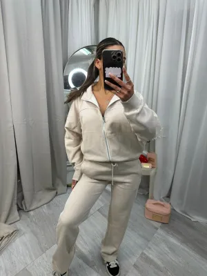 Tracksuit with wide leg bottoms and pin stripe