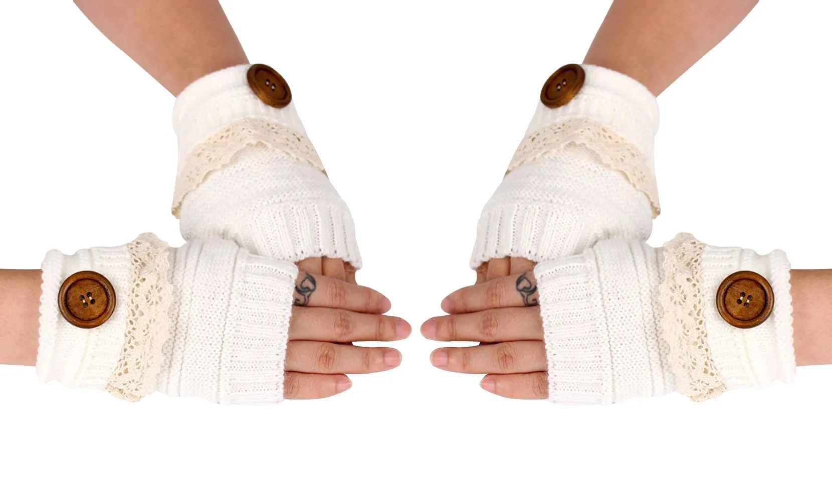 Trendy Warm Fingerless Mitten Glove Set