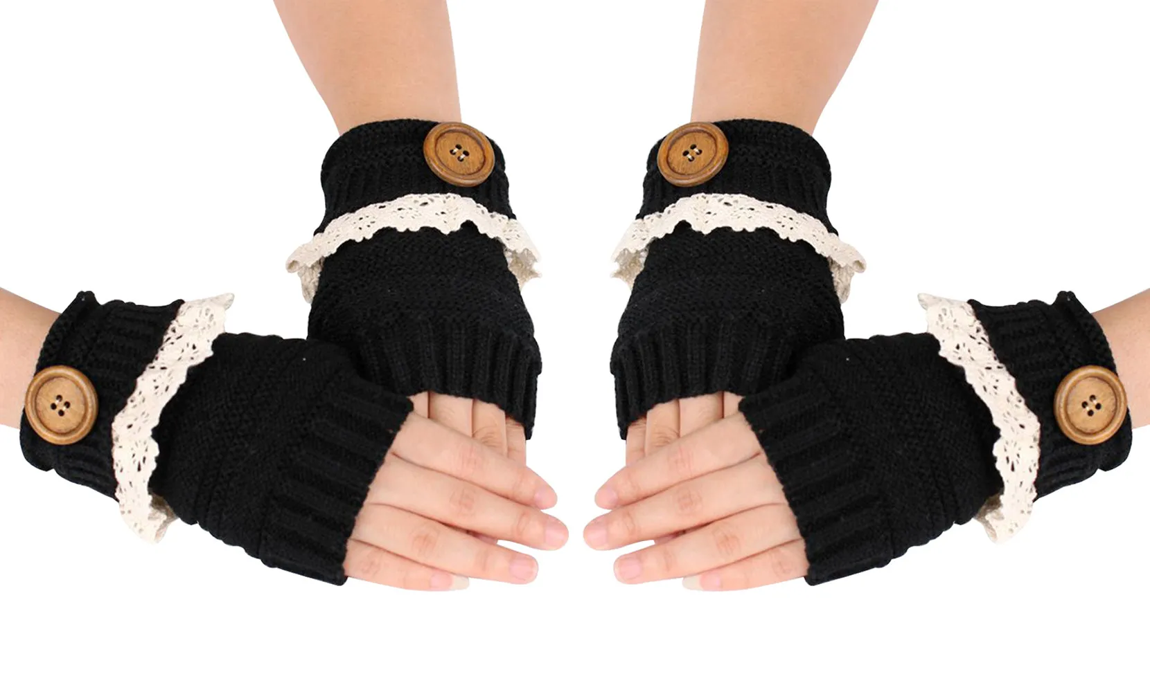 Trendy Warm Fingerless Mitten Glove Set
