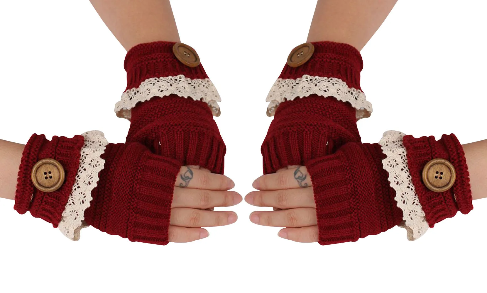 Trendy Warm Fingerless Mitten Glove Set