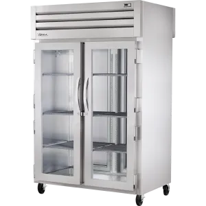 True STR2HPT-2G-2S Pass-Thru Glass Front/Solid Rear Swing Doors Heated Cabinet