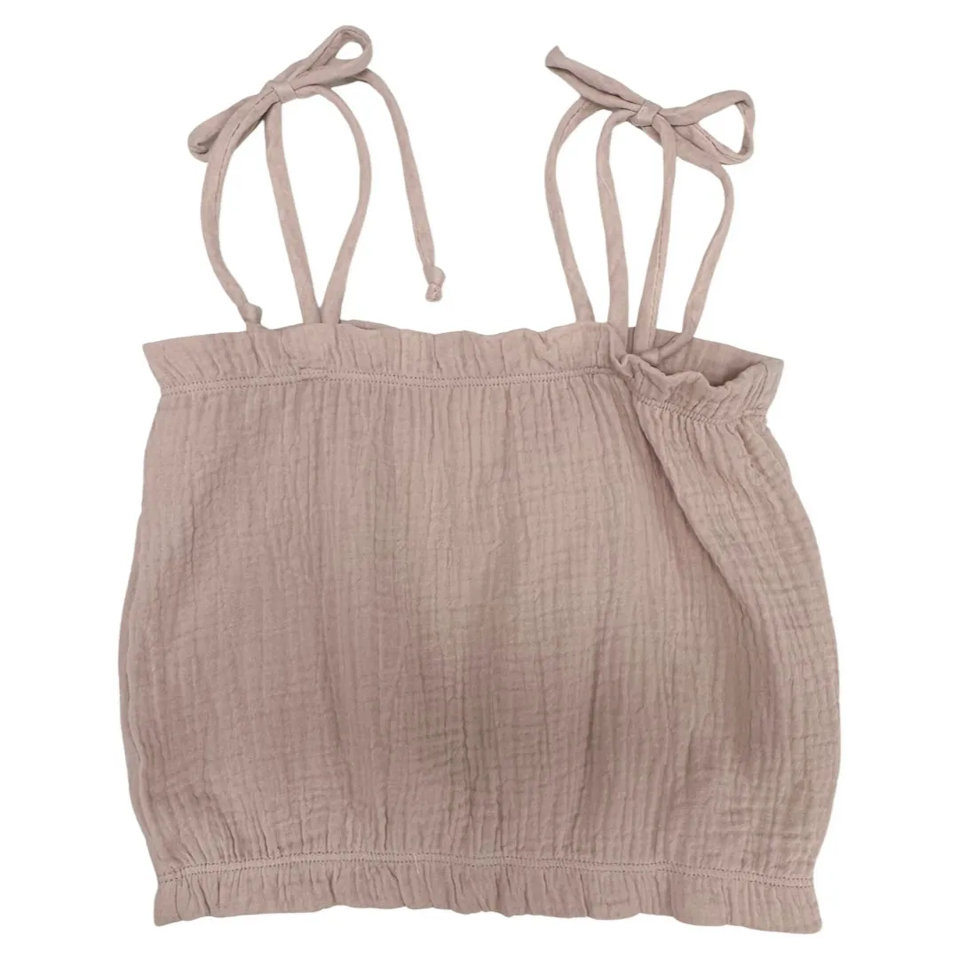 Tweenstyle by Stoopher Blush Gauze Spaghetti Strap Tank w/Gathered Top & Bottom