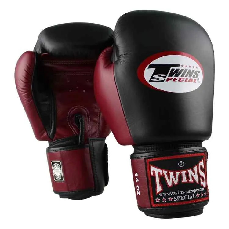 Twins 2 Tone BGVL3 Boxing Gloves - Black/Maroon