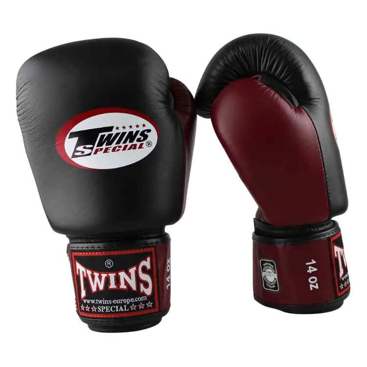Twins 2 Tone BGVL3 Boxing Gloves - Black/Maroon