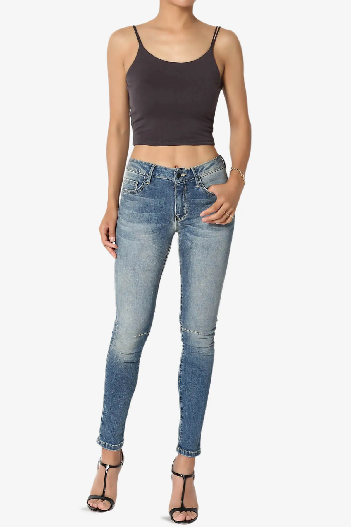 Twirl Spaghetti Straps Double Layer Crop Cami