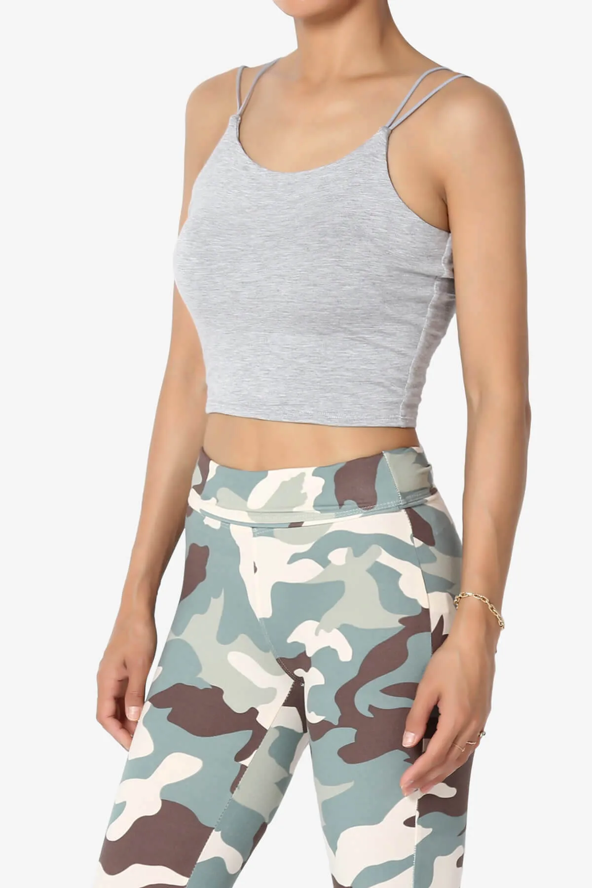 Twirl Spaghetti Straps Double Layer Crop Cami