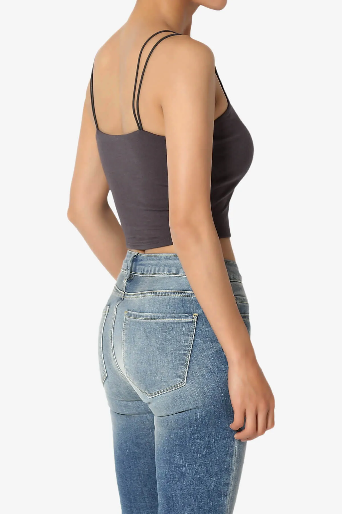 Twirl Spaghetti Straps Double Layer Crop Cami