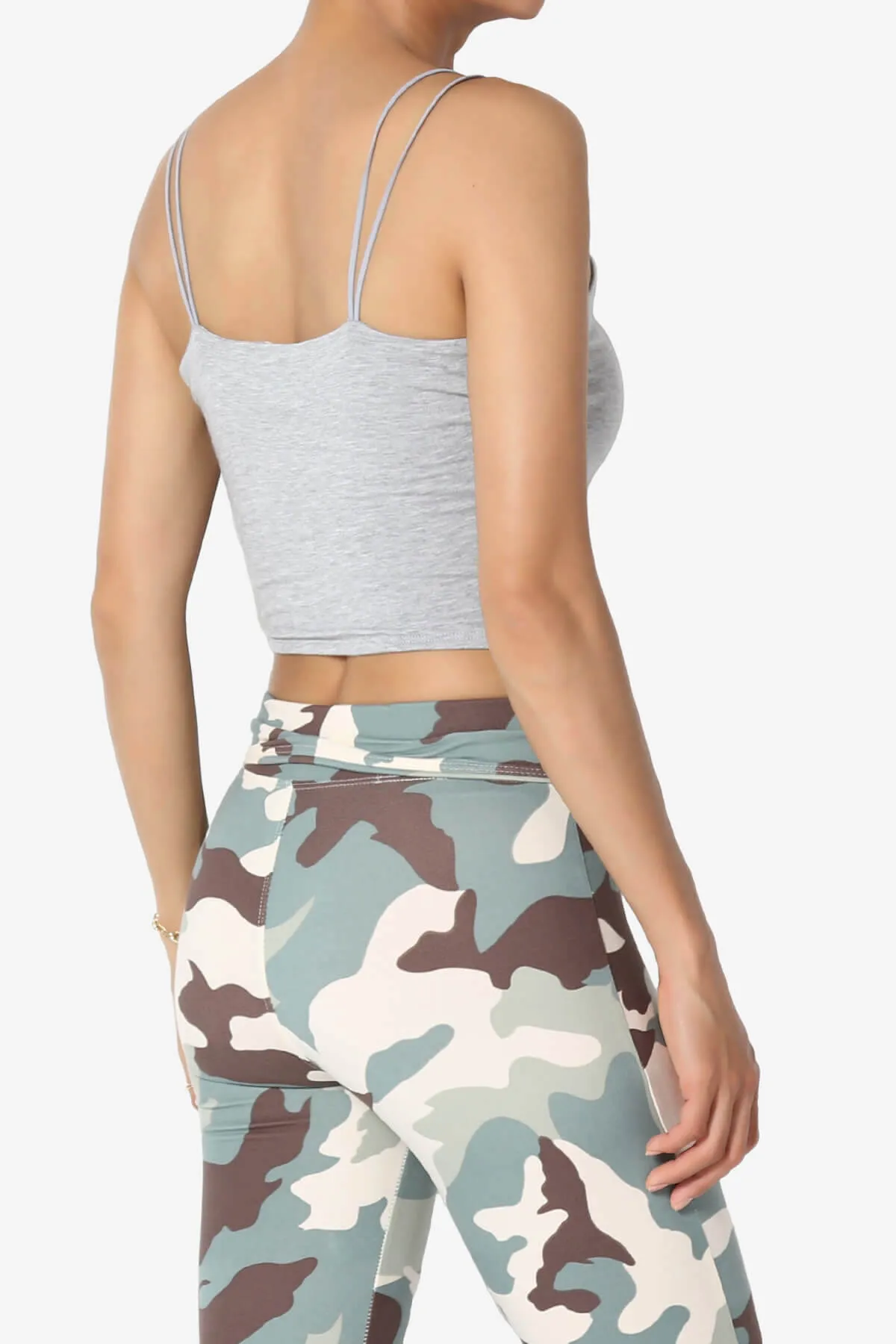 Twirl Spaghetti Straps Double Layer Crop Cami