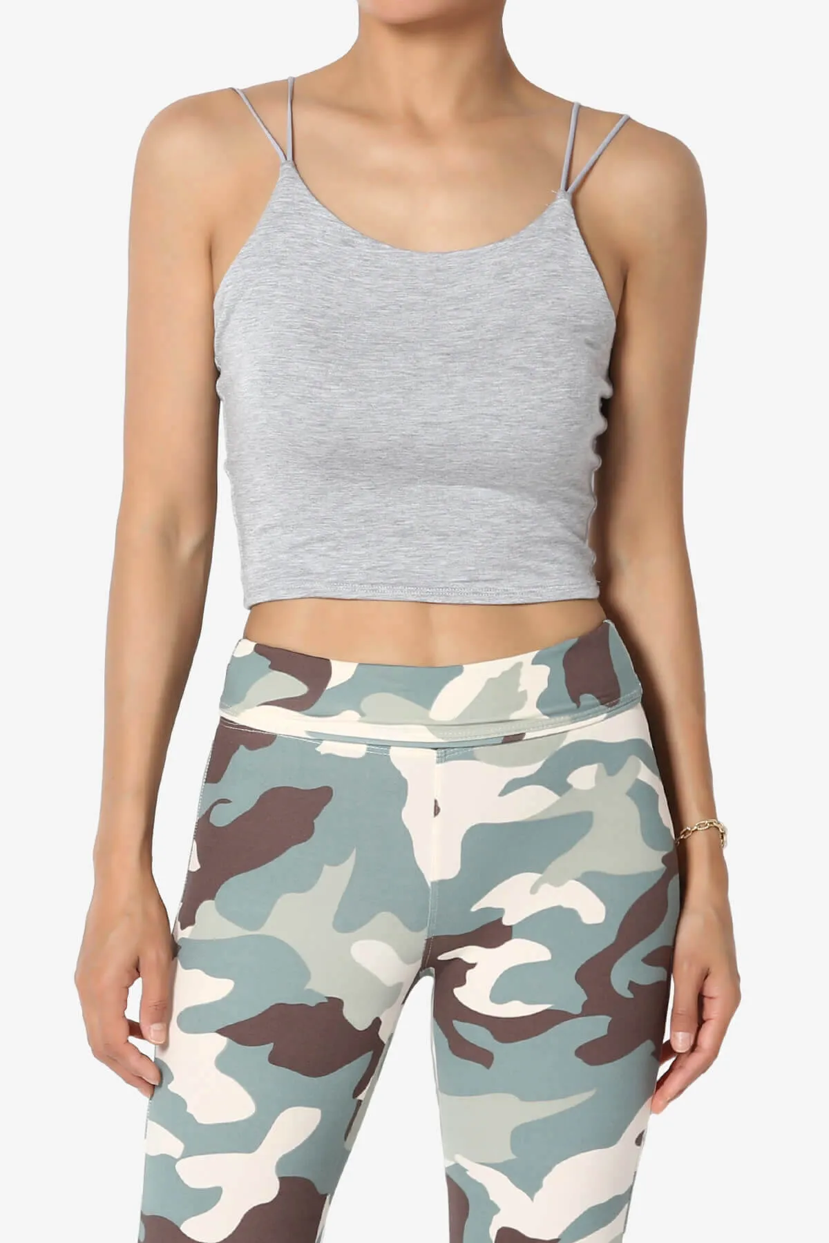 Twirl Spaghetti Straps Double Layer Crop Cami