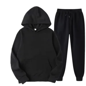 Two Piece Set  Fleece Tracksuit Women Winter Hooded Long Sleeve Hoodie Sport Pants