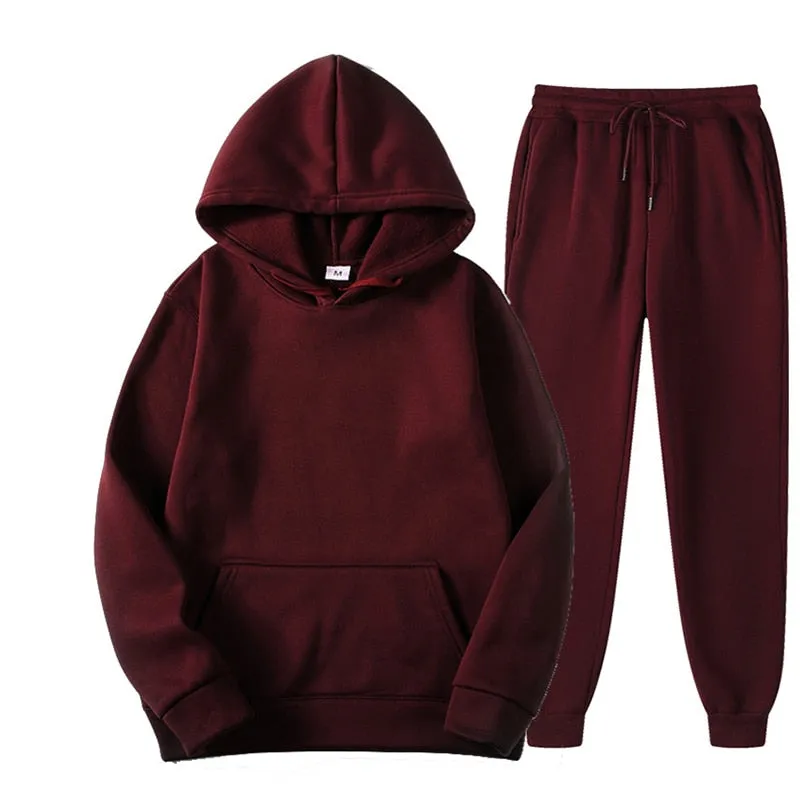 Two Piece Set  Fleece Tracksuit Women Winter Hooded Long Sleeve Hoodie Sport Pants