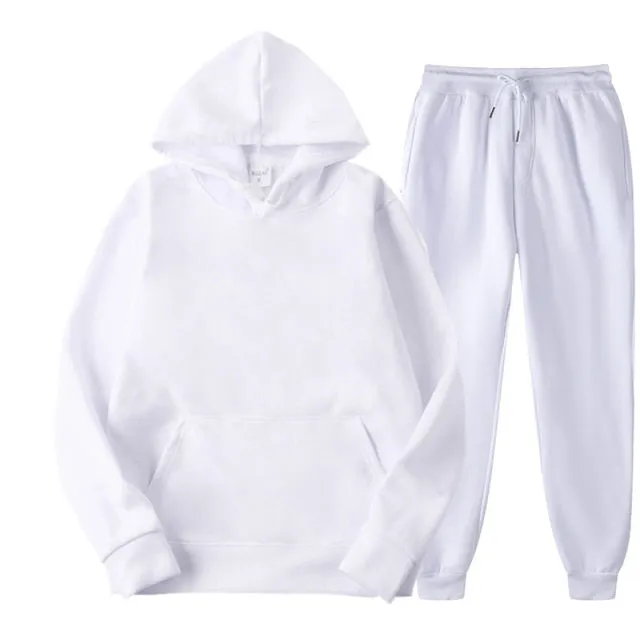 Two Piece Set  Fleece Tracksuit Women Winter Hooded Long Sleeve Hoodie Sport Pants