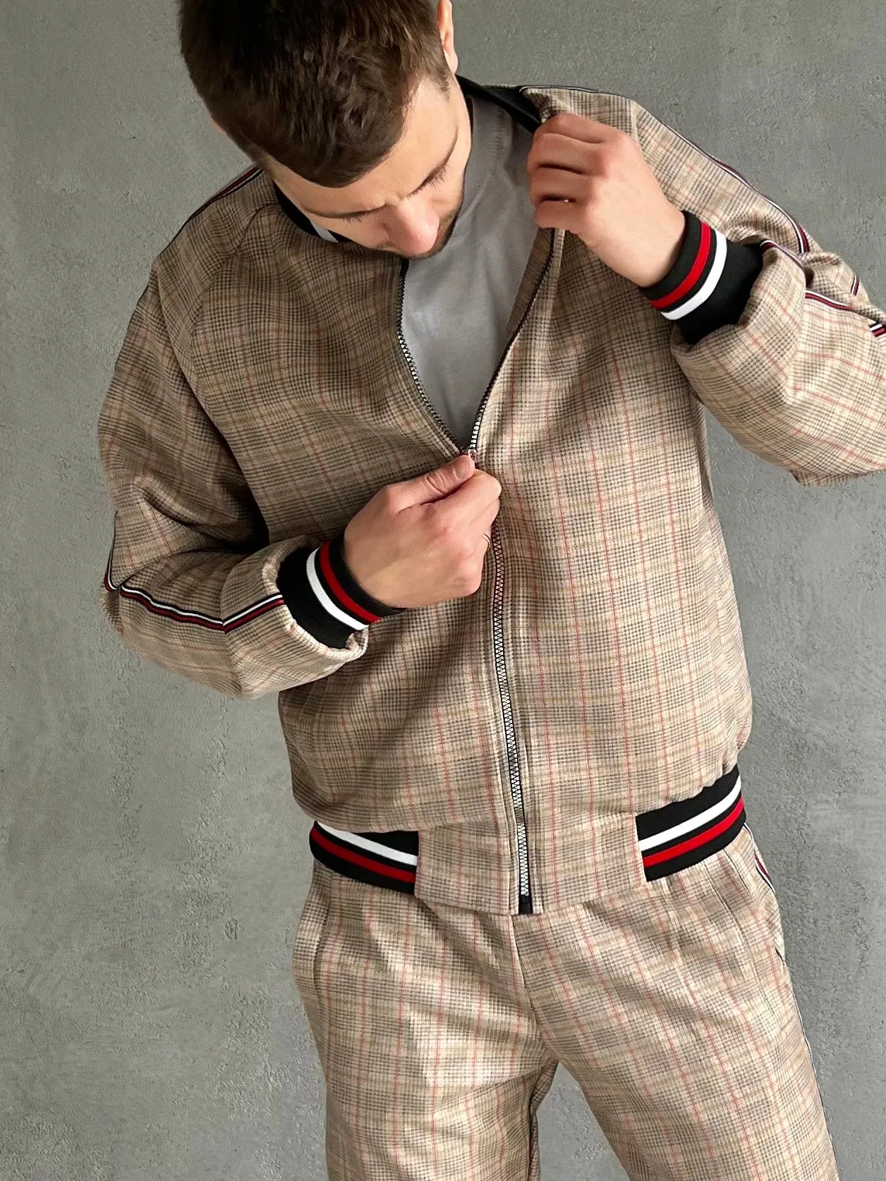 Two Piece Tracksuit Set - Plaid Casual Tracksuits TheGentlemen™