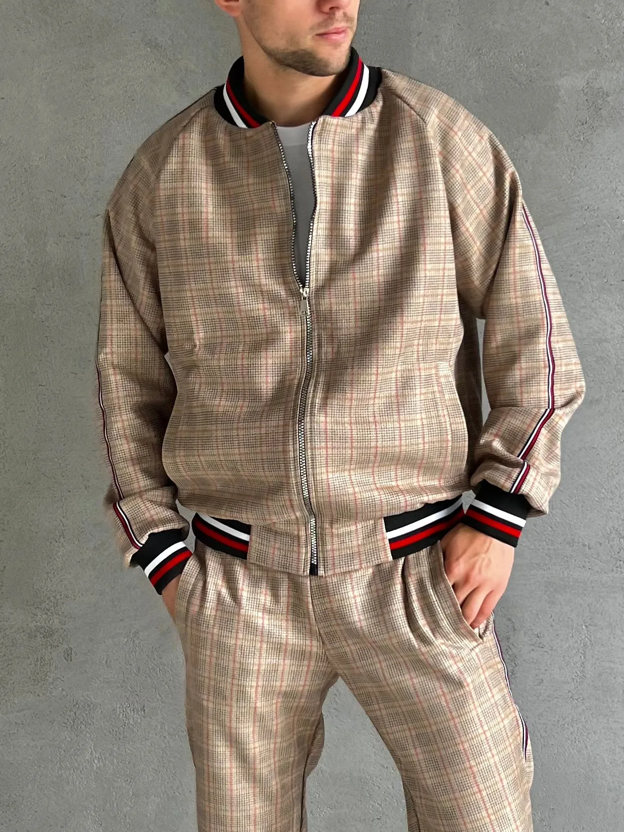 Two Piece Tracksuit Set - Plaid Casual Tracksuits TheGentlemen™
