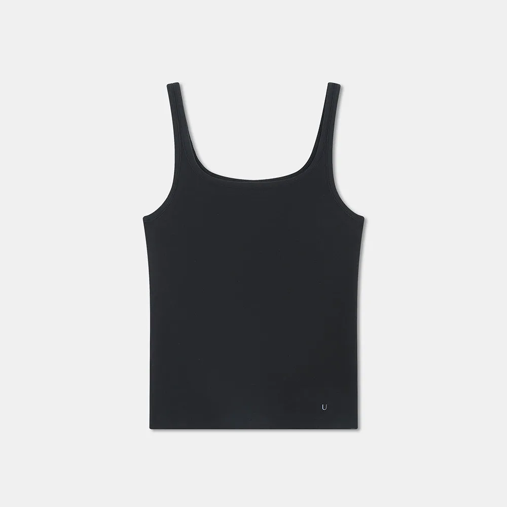 Ubras Simple Slim Fit Spaghetti Strap Tank Top - Black, Size S