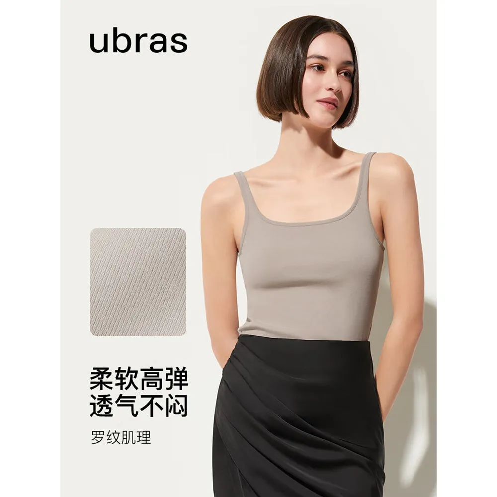 Ubras Simple Slim Fit Spaghetti Strap Tank Top - Black, Size XL