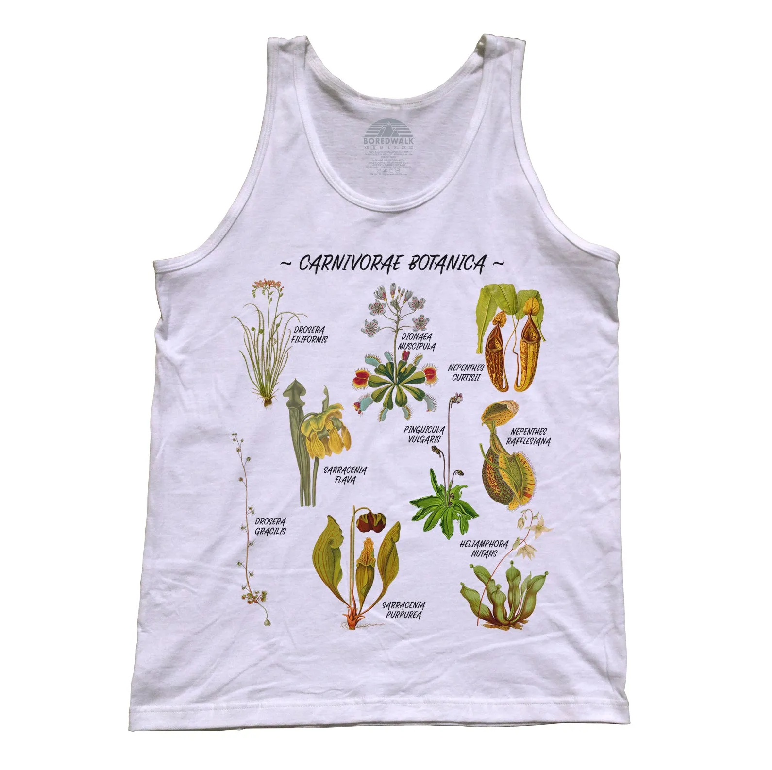Unisex Carnivorae Botanica Carnivorous Plants Botanical Chart Tank Top