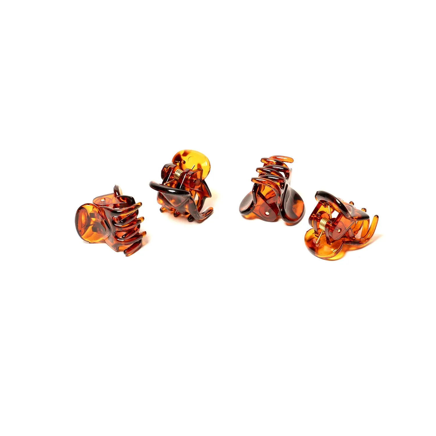 Unisex Mini Brown Plastic Clamps - Set of 4
