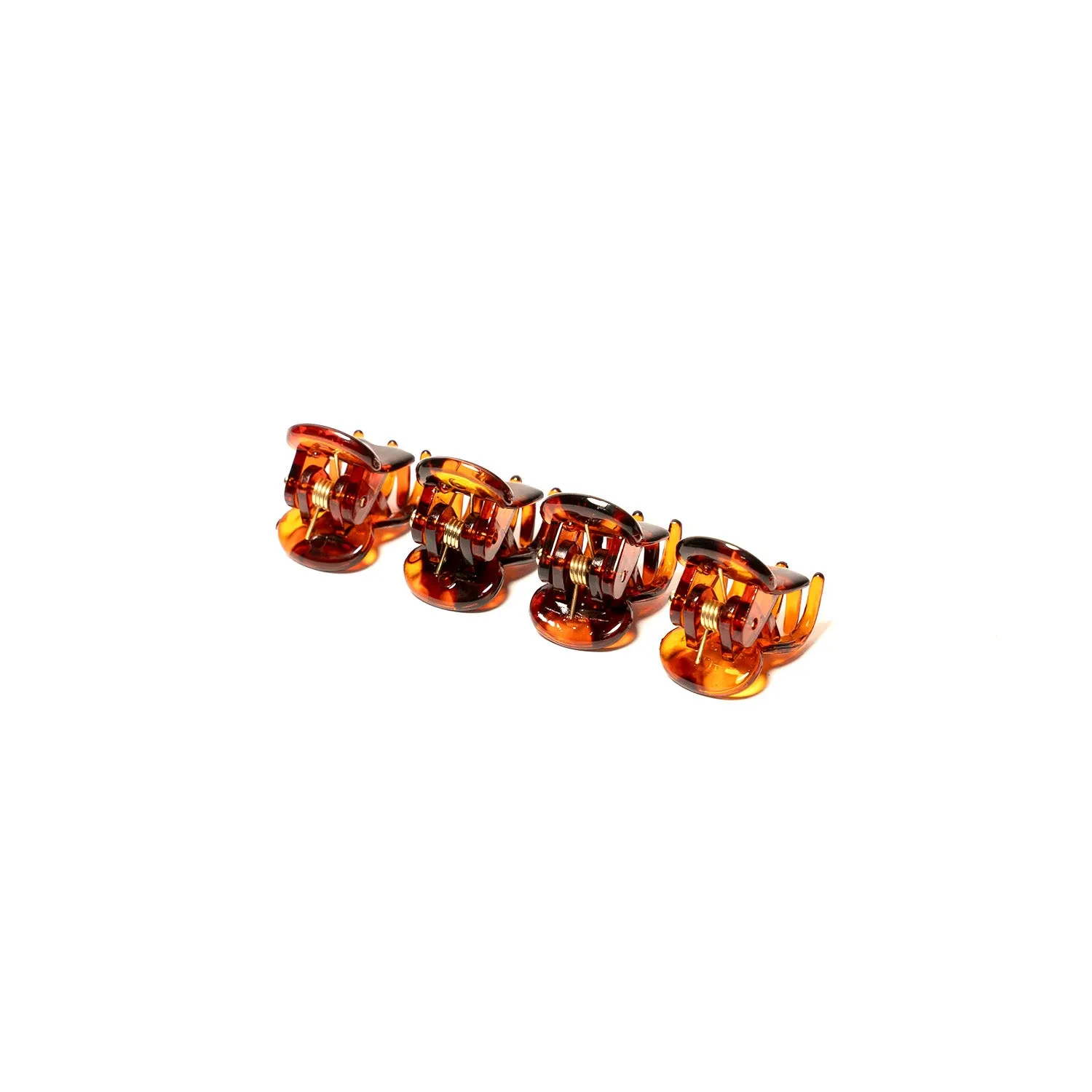 Unisex Mini Brown Plastic Clamps - Set of 4