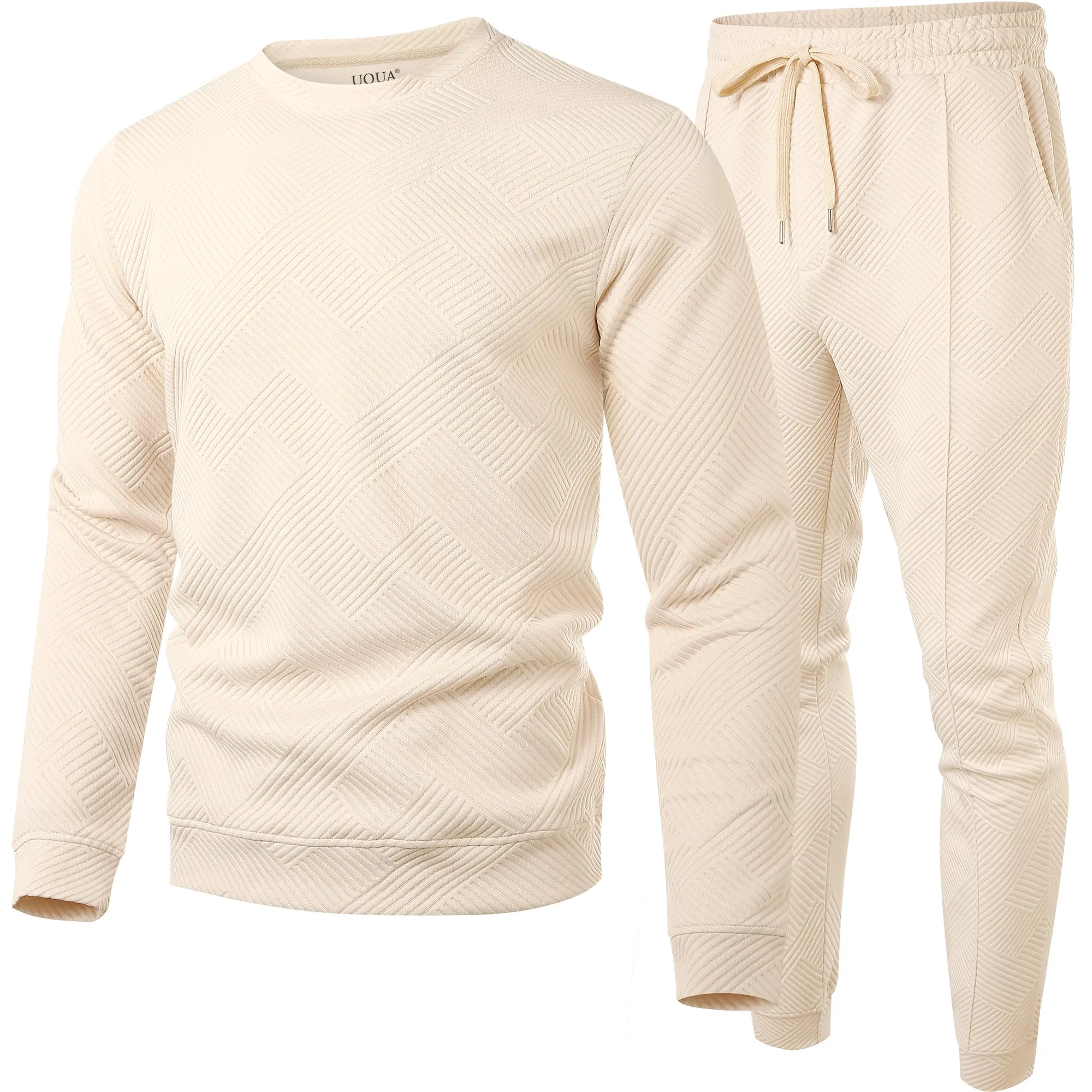UOUA Men's 2 Piece Sweat Suits Set Long Sleeve Sweatshirt Jogging Sweatpants Tracksuits Outfits