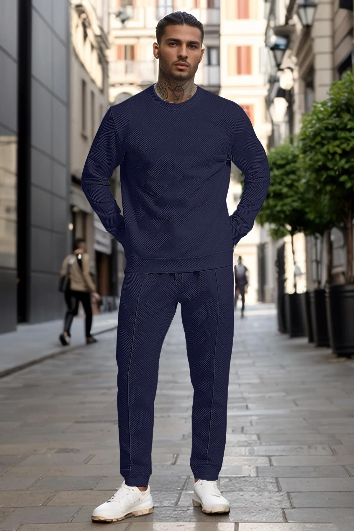 UOUA Men's 2 Piece Sweat Suits Set Long Sleeve Sweatshirt Jogging Sweatpants Tracksuits Outfits
