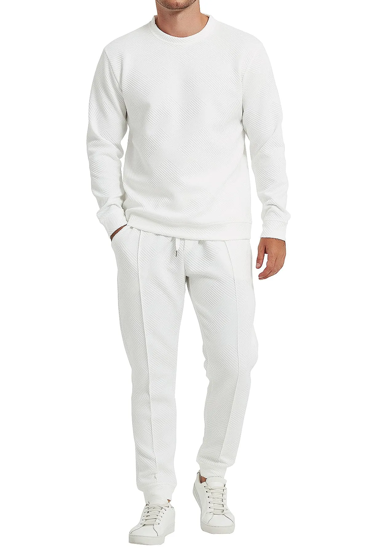 UOUA Men's 2 Piece Sweat Suits Set Long Sleeve Sweatshirt Jogging Sweatpants Tracksuits Outfits