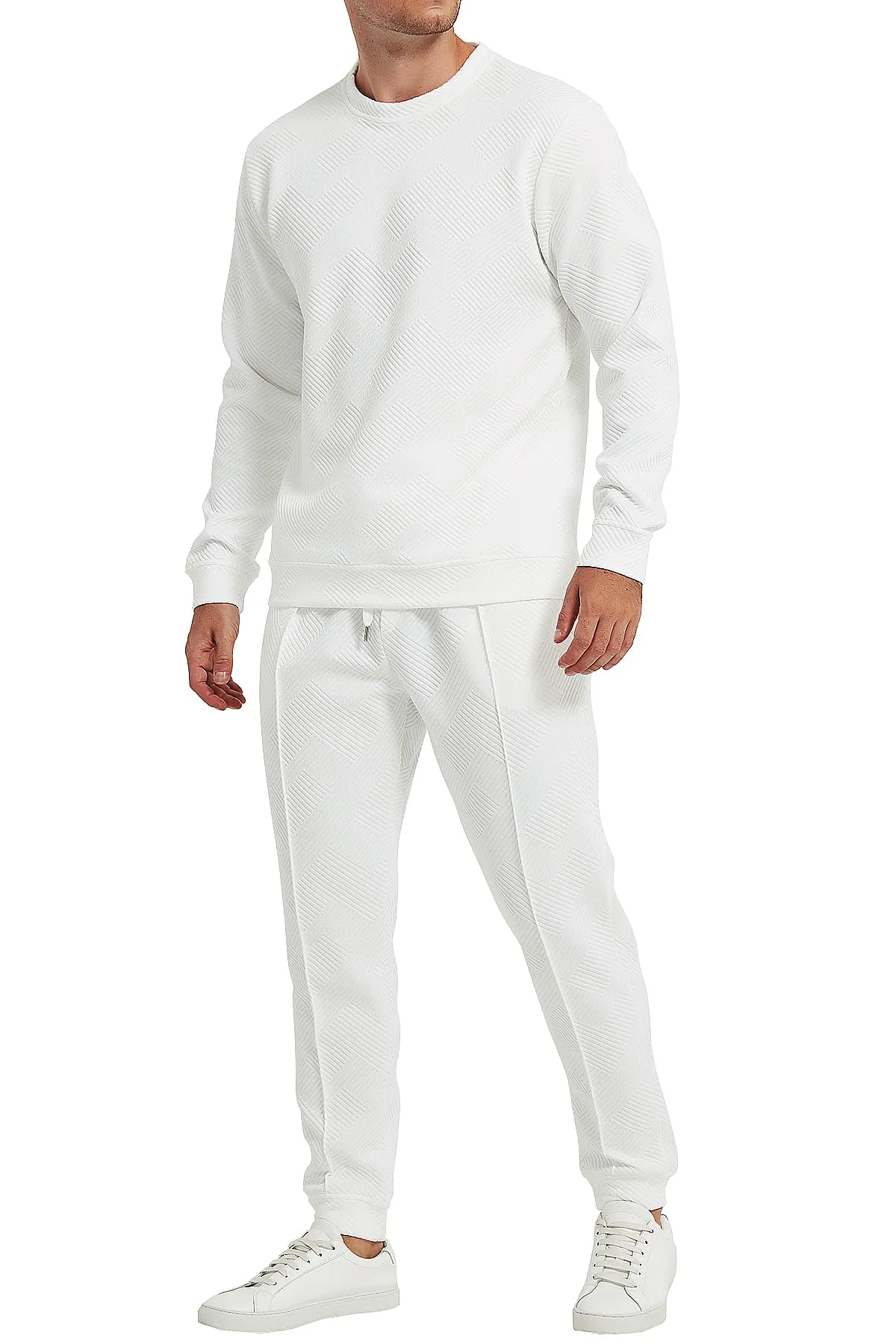 UOUA Men's 2 Piece Sweat Suits Set Long Sleeve Sweatshirt Jogging Sweatpants Tracksuits Outfits