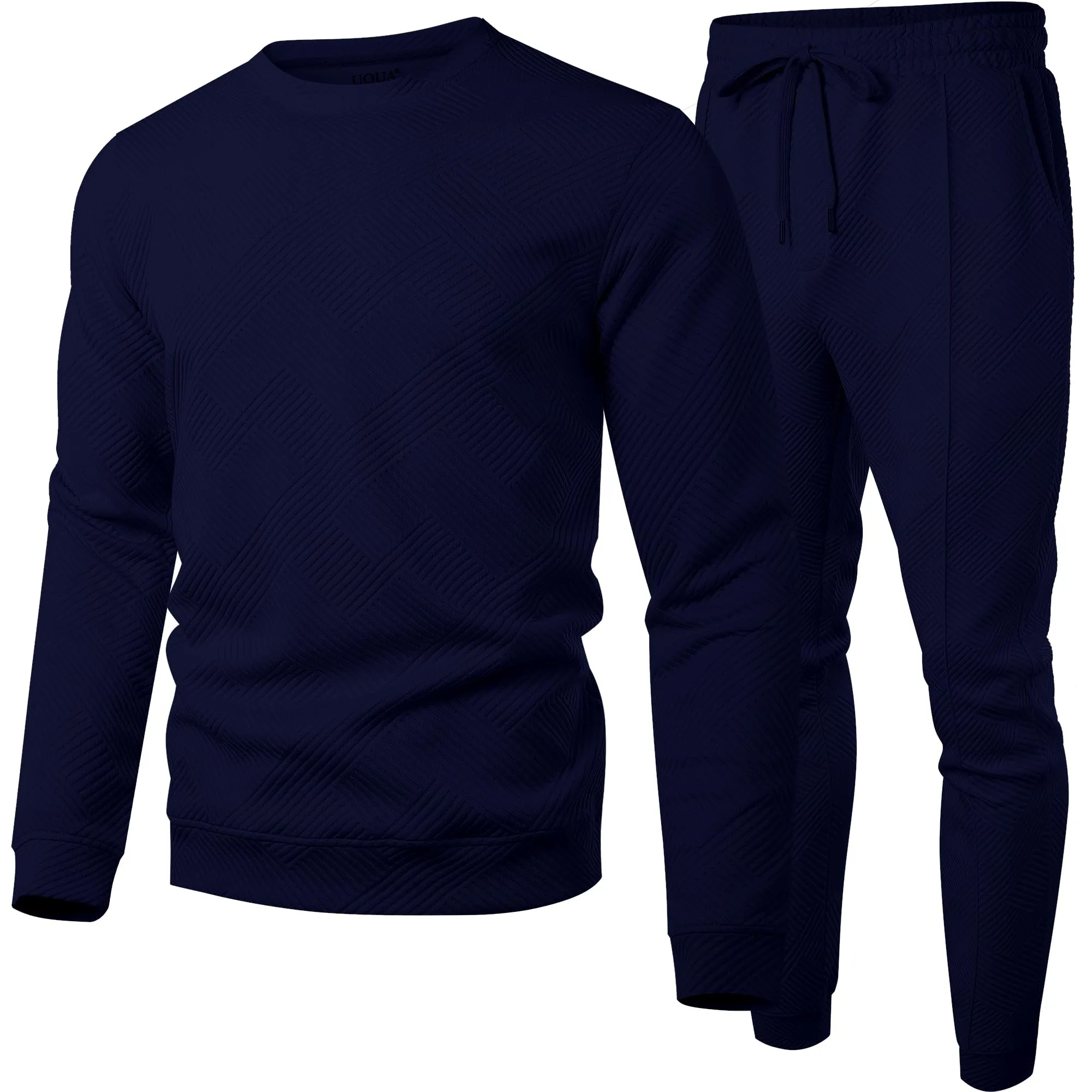 UOUA Men's 2 Piece Sweat Suits Set Long Sleeve Sweatshirt Jogging Sweatpants Tracksuits Outfits
