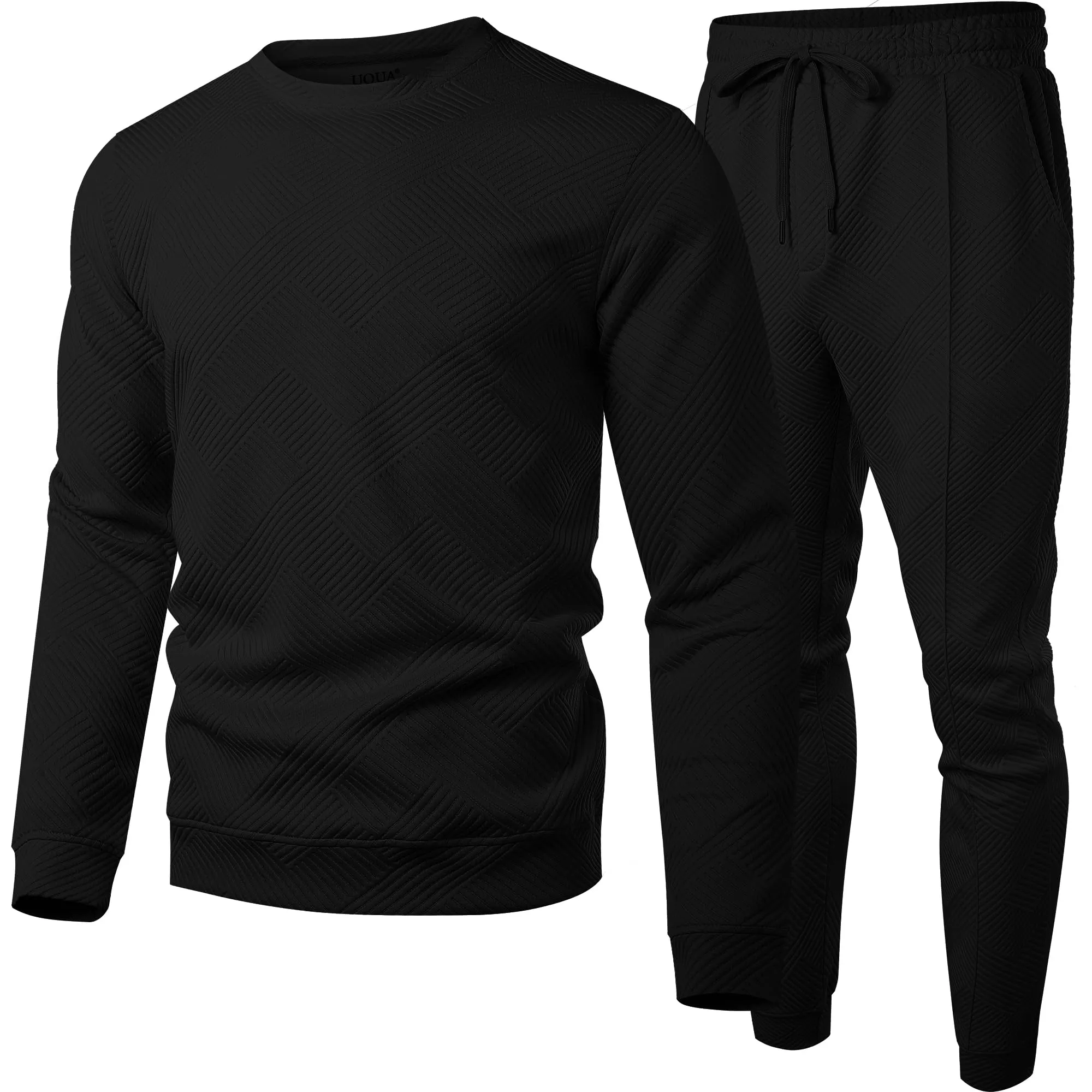 UOUA Men's 2 Piece Sweat Suits Set Long Sleeve Sweatshirt Jogging Sweatpants Tracksuits Outfits