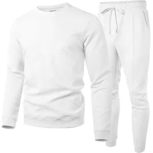 UOUA Men's 2 Piece Sweat Suits Set Long Sleeve Sweatshirt Jogging Sweatpants Tracksuits Outfits
