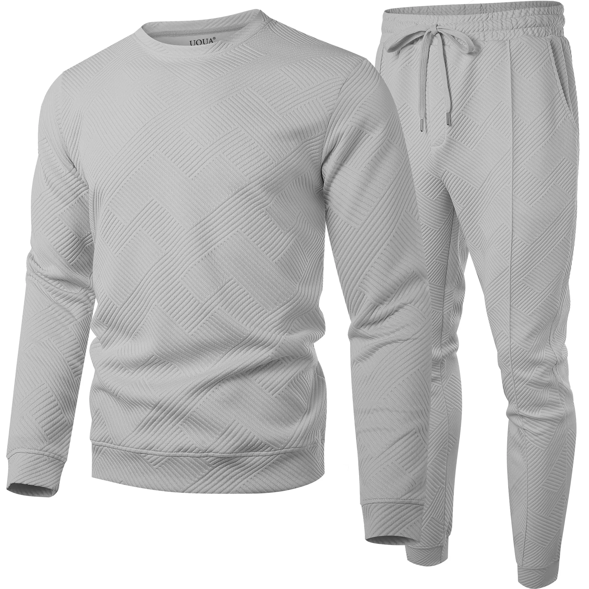 UOUA Men's 2 Piece Sweat Suits Set Long Sleeve Sweatshirt Jogging Sweatpants Tracksuits Outfits