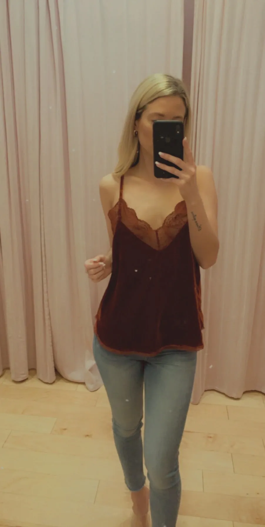 Velvet Lace Spaghetti Strap Top