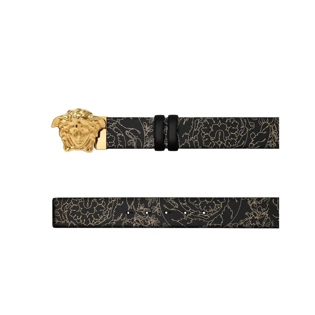 VERSACE REVERSIBLE BAROCCO LA MEDUSA BELT BLACK/GOLD/THUNDER