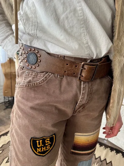 Vintage Stud Leather Belt