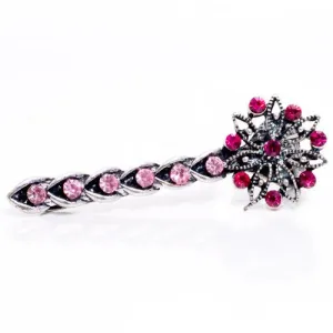 Vintage Style Crystal Silver Color Metal Beak Clip
