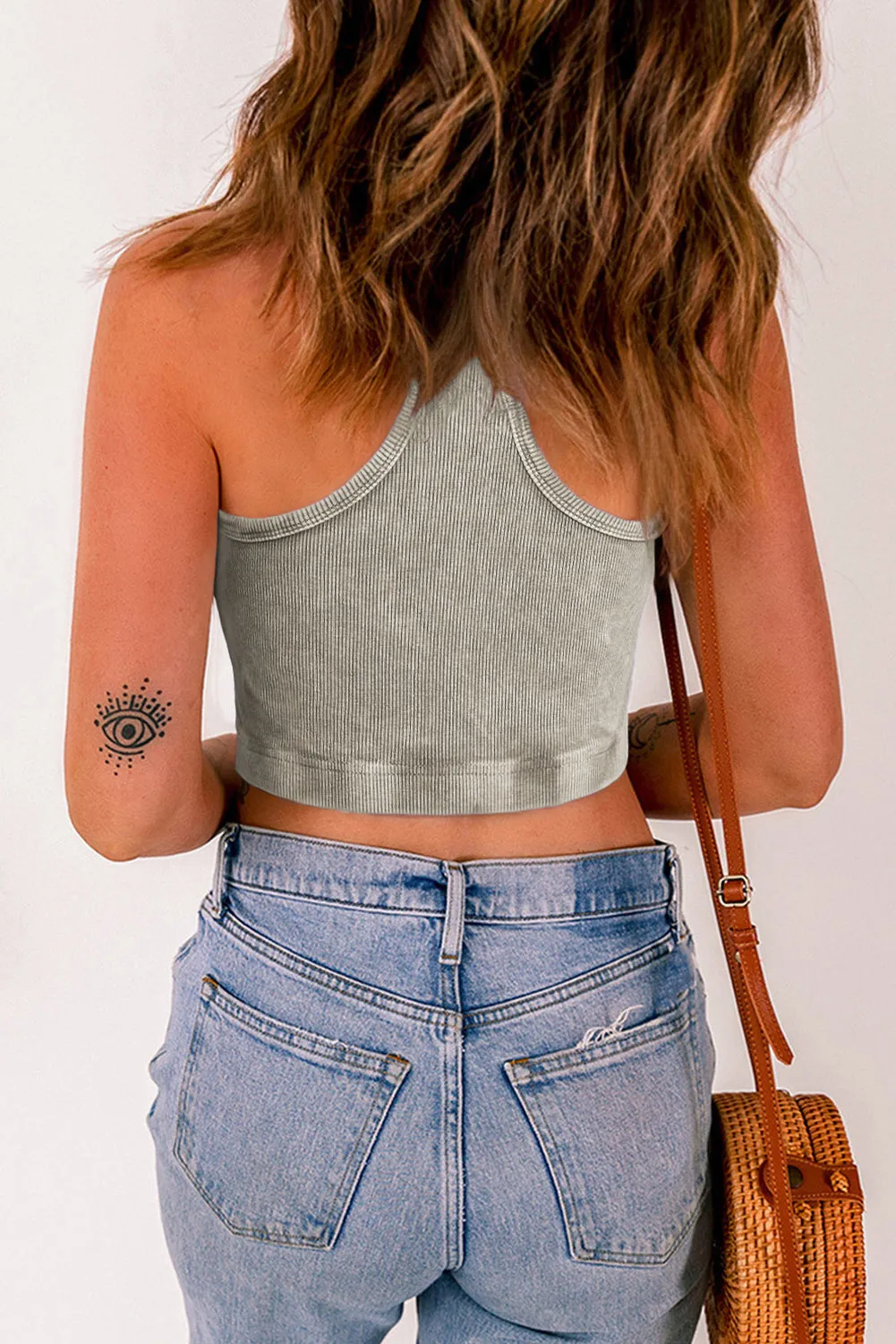 Wash Racerback Cropped Tank Top