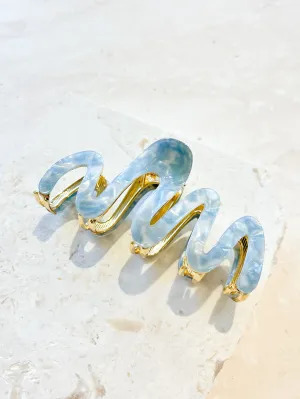 Wave Acrylic Metal Claw Clip in Blue