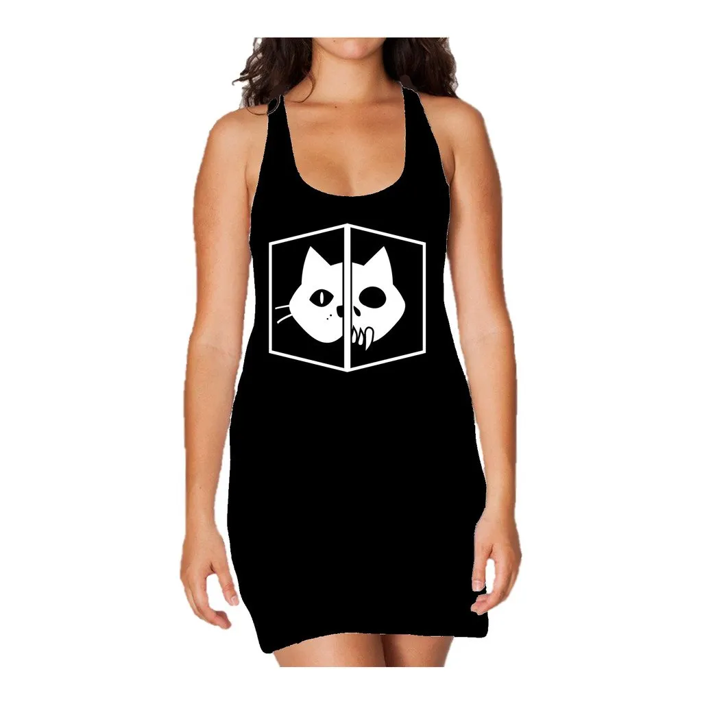 Weird Science Schrodinger's Cat Official Women's Long Tank Dress (Black)