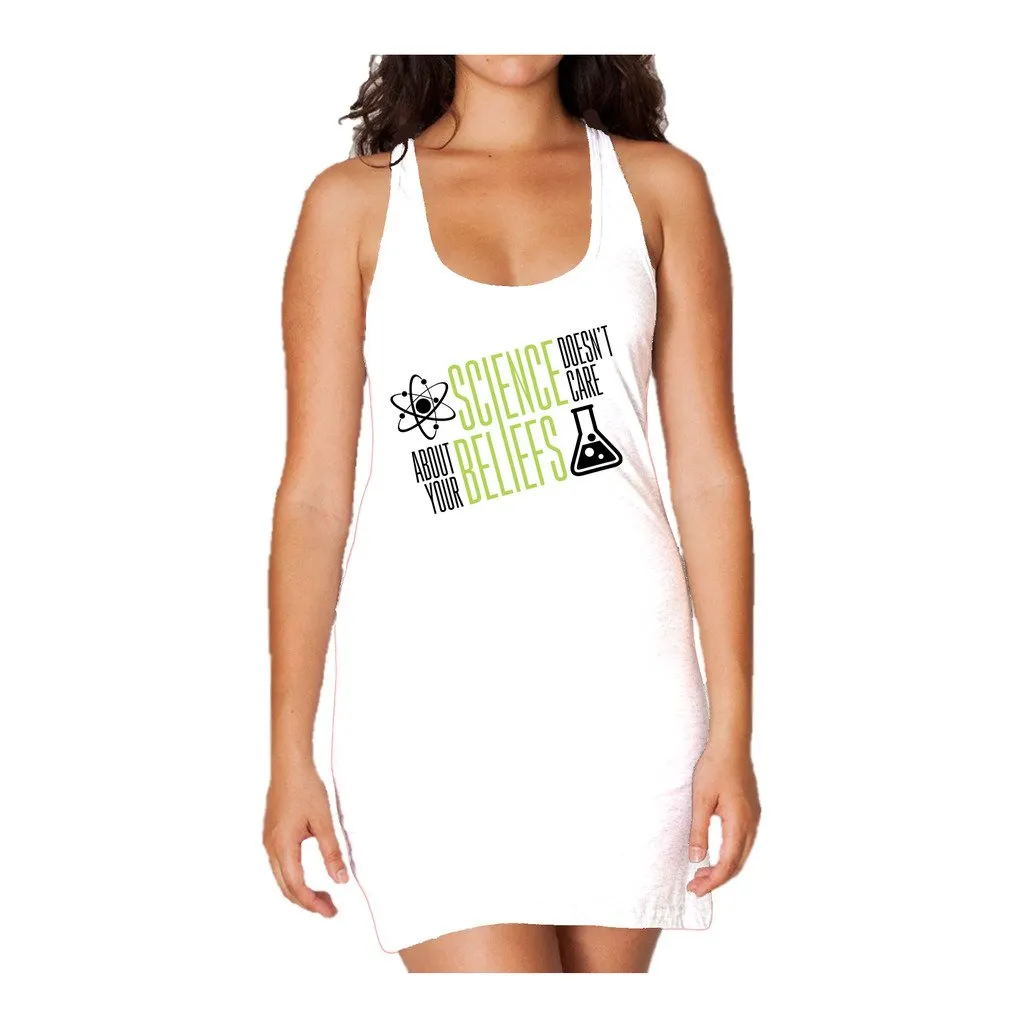 Weird Science Science Doesn't Care Official Women's Long Tank Dress (White)