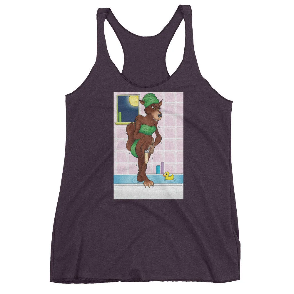 Werewolf Shaving in the Shower Racerback Tank Top
