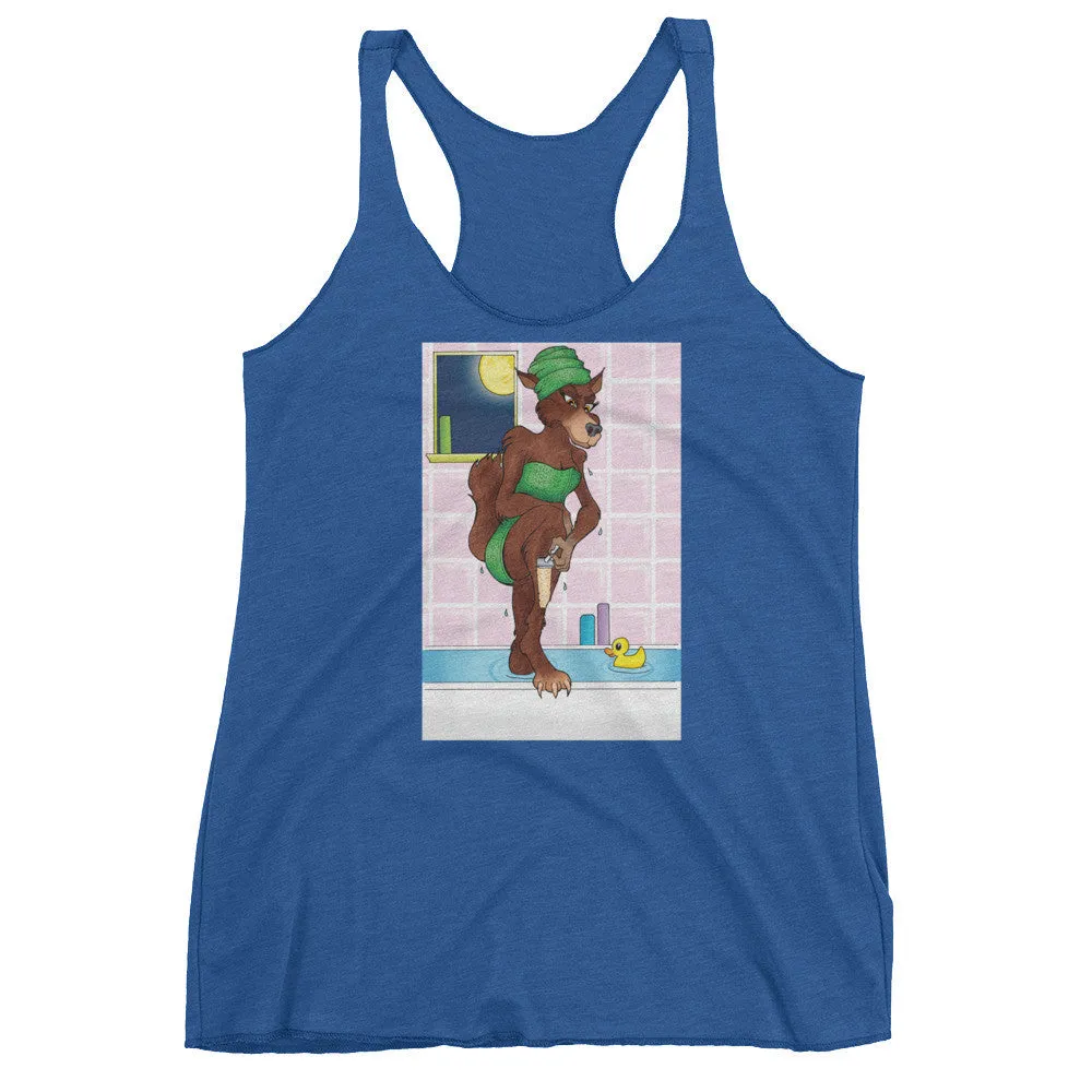Werewolf Shaving in the Shower Racerback Tank Top